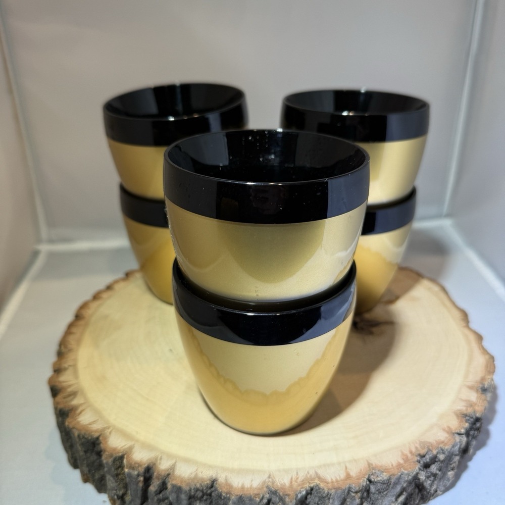 Vintage MCM Thermo-serv Gold Insulated Cups Set of 6 Coffee/Low Ball 6oz